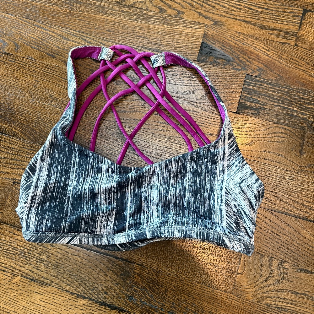 Lululemon Free To Be Wild Bra - Heat Wave White Black / Regal Plum - Size 4